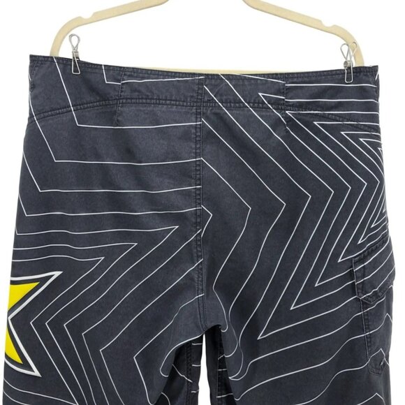 Fox Racing Rockstar Energy Drink Mens 38 Board Shorts Star Logo Black Swim - Picture 4 of 14
